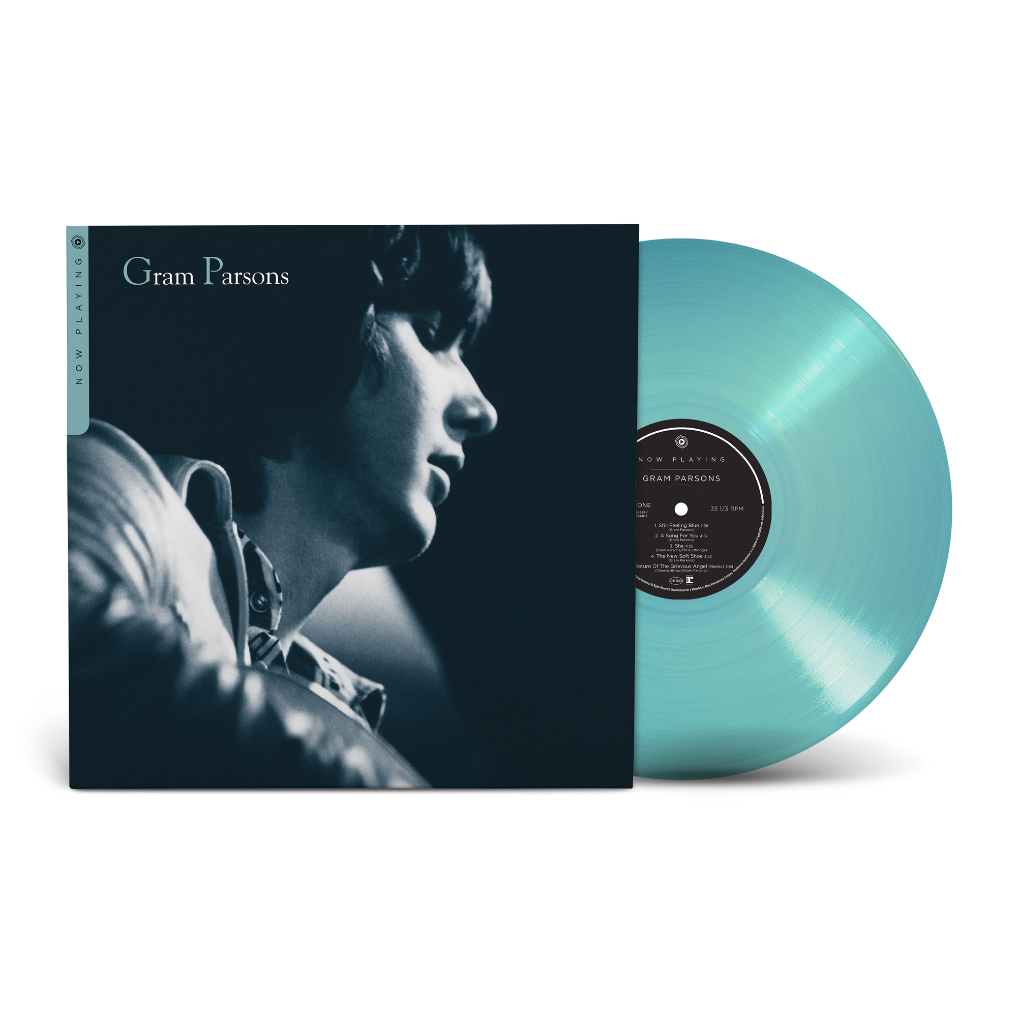 Now Playing Gram Parsons' Album on Light Blue Vinyl LP Record